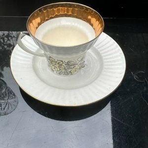 Vintage 1930s Imperial Russian Lomonosov Teacup real gold edge on cup & saucer